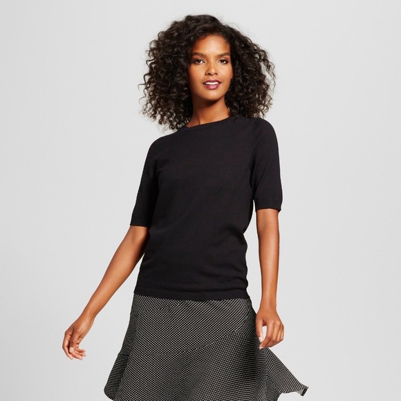 Who What Wear Sweaters - Who What Wear  Black Short Sleeve Crewneck Sweater